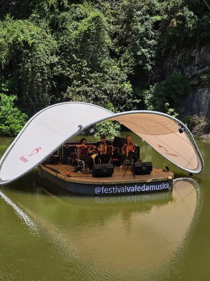 Floating stage of a music festival on the water