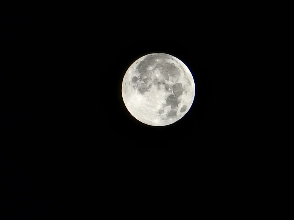 The full Moon against a black sky