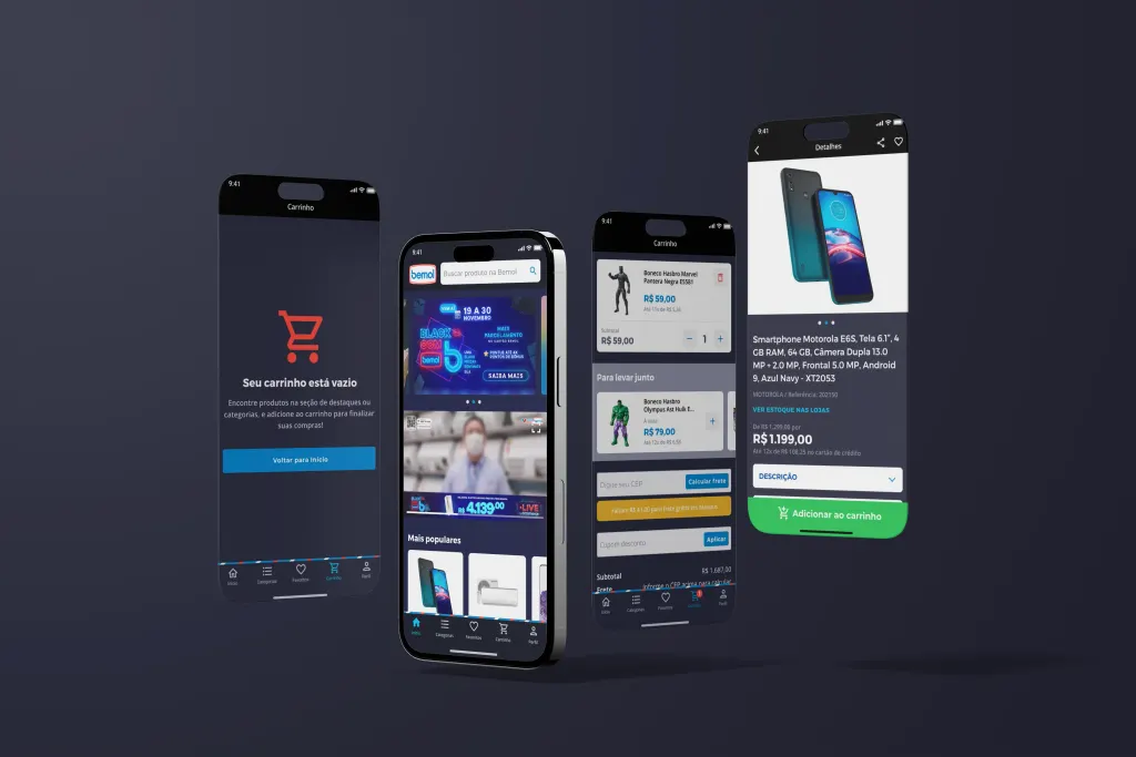 Bemol app with the temporary Black Friday dark theme