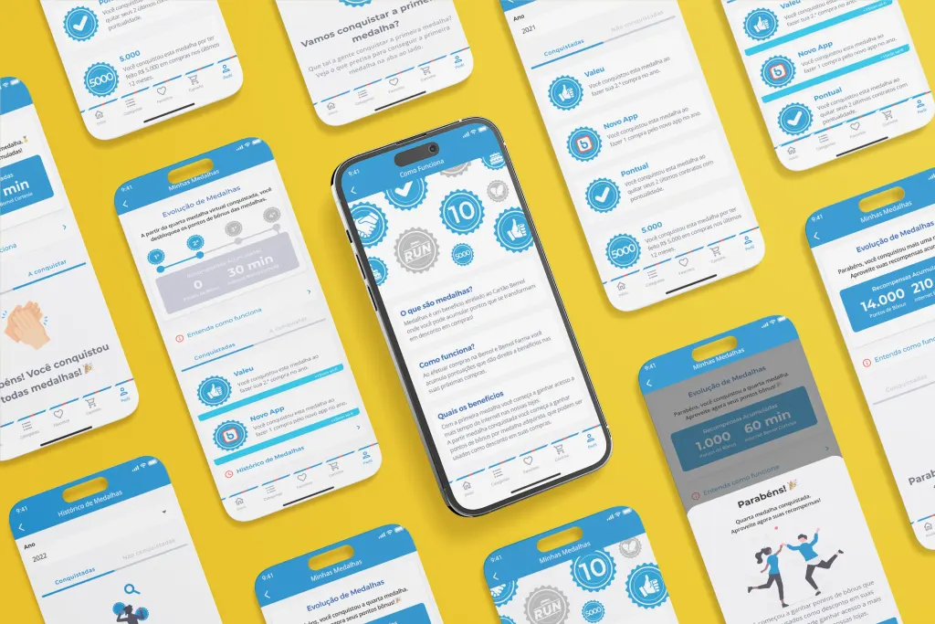 Medal programme screens: benefits and points balance