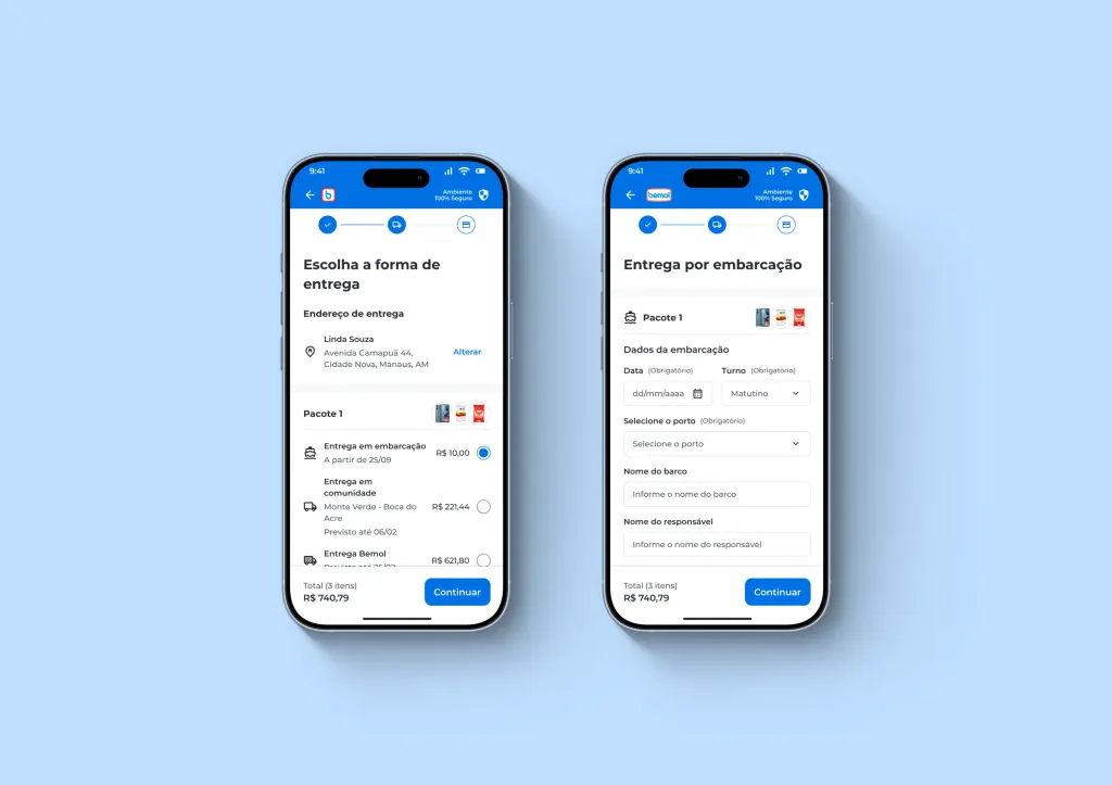 Boat delivery option shown in the checkout