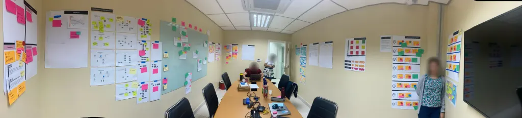 Lean Inception workshop with the client, five days in a war room